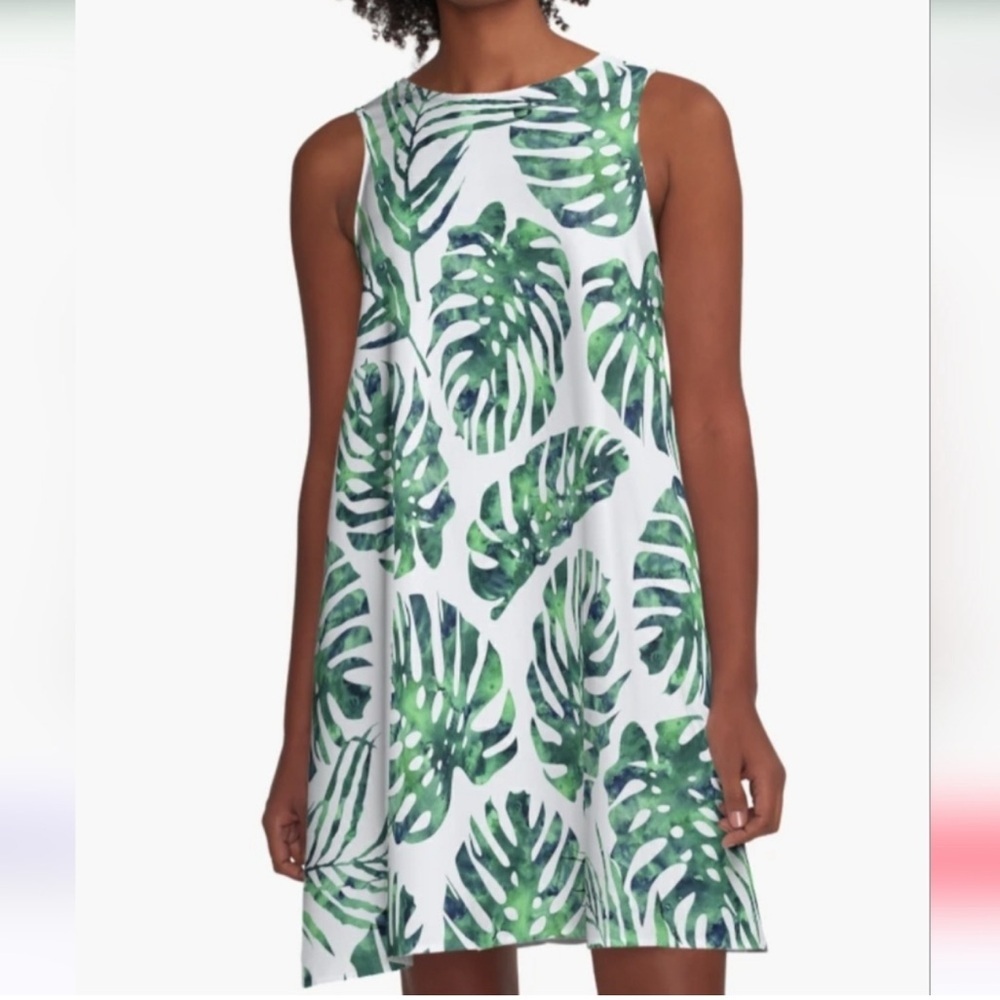 TAHARI 100% LINEN Sleeveless Tropical Shift Dress Size Small | coastal grandma